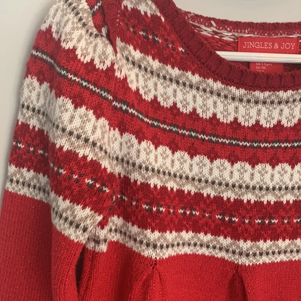 Jingles & Joy Girls Knit Dress Size 5-6